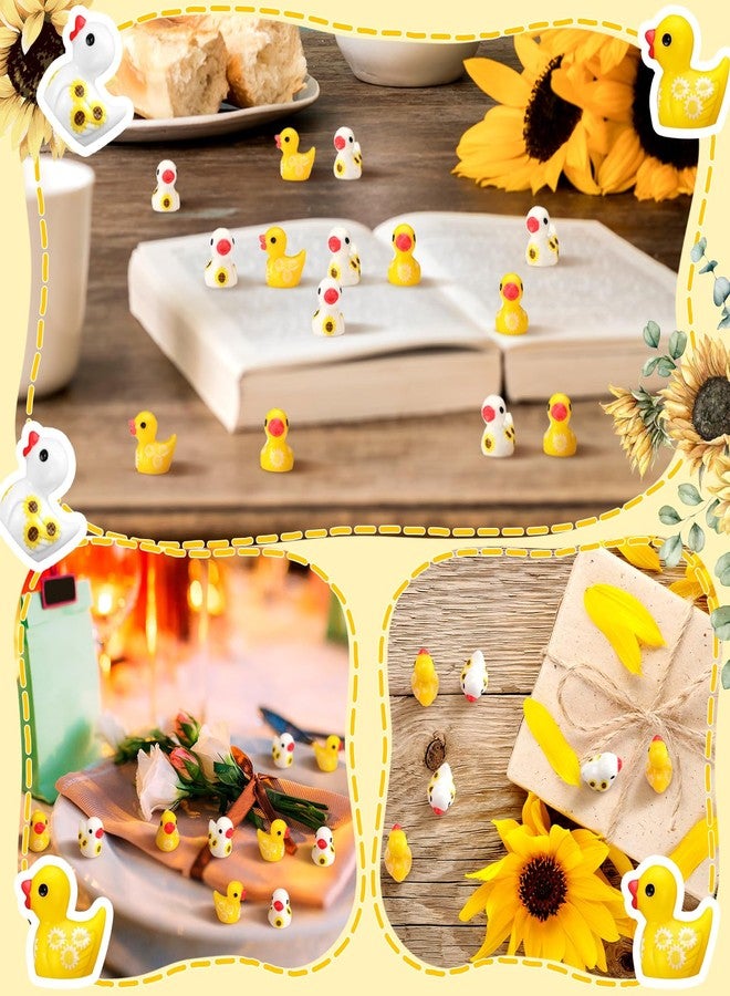 Yuntau 100 Pcs Mini Resin Sunflower Ducks Autumn Duck Figurines Bulk Tiny to Hide and Seek Duck Miniatures Micro Aquarium Garden Landscape Decoration for Fall Sunflower Party Favors - Image 5